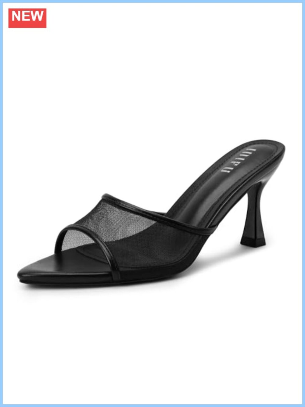 Pointed Toe Slip On Kitten Heel Sandals Breathable Mesh Mule Heels